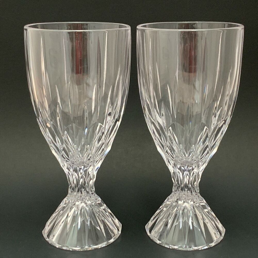 Mikasa Horizon Cut Over 24% Lead Crystal Wine Water Goblet Glasses‎ Lot of 2